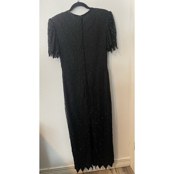 Vintage Sparkling SCALA 100% SILK BEADED SEQUINS Formal Evening Dress Lined Sz M - Picture 5 of 11